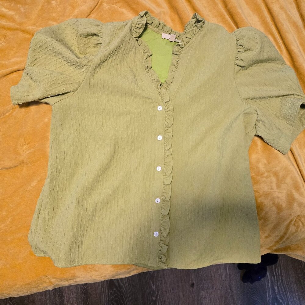 Button down green blouse